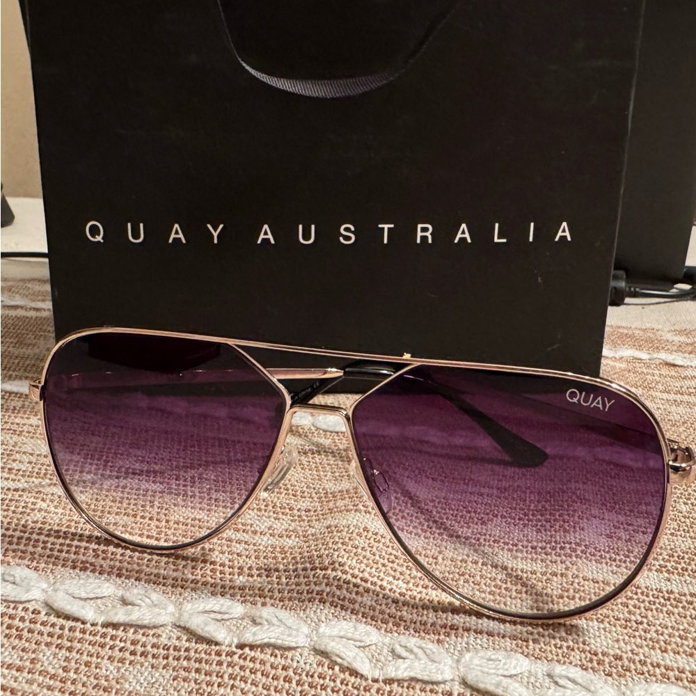 Quay Australia “Hold Please” Purple Aviator Sunglasses
